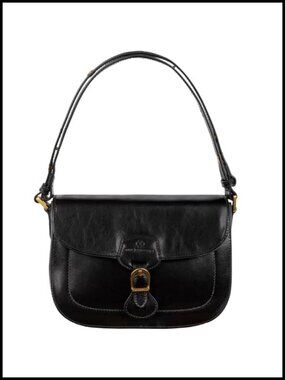 Full-Grain Leather Saddle Bag Magnetic Closure Shoulder Handbag